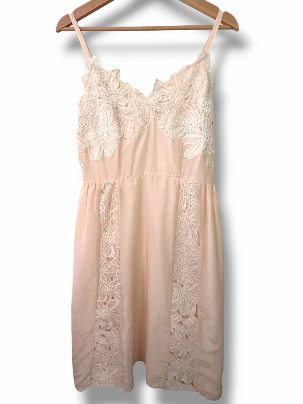 Esley Blush Floral Lace Slip Dress Sleeveless Medium Boho Romantic Cotton Silk - Picture 2 of 14
